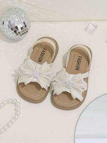 女童涼鞋 2026新款學生軟底蝴蝶結公主鞋 - 白色 - 查看 9