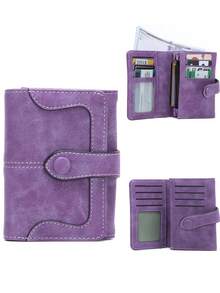 FOREVER MIYIN Dompet Kecil Lipat Tiga Wanita dengan Jahitan Vintage Matte, Pemblokir RFID, Banyak Slot Kartu, Jendela ID, Kantong Koin dengan Resleting, Tempat Kartu Harian - MultiWarna - View 13