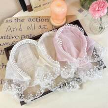 1 pezzo Fascia triangolare in pizzo stile bohémien per donna, elegante fascia per capelli stile country con bordo in pompon, accessorio per capelli premium, adatto per foto in spiaggia e uso quotidiano - Rosa - Visualizzare 1