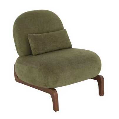 Cute Accent Chair With Solid Wood Legs, Soft Fabric Armchair With Plush Cushion, Cozy Bedroom Chair, Comfortable Armless Reading Chair For Apartment, Waiting Room, Balcony