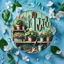 Flat 2D Design, Single 7.8x7.8 Inch Plant Theme Pattern, Iron Wall Hanging Decor, Suitable For Living Room, Home, Bar, School, Farmhouse, Coffee Shop And Indoor/Outdoor Home Decoration, Perfect Accent For Your Space - A - View 7