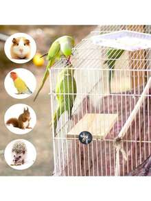 木製鳥籠平台棲架，大型鳥類遊戲場架附攀爬梯，長方形木製棲架活動平台附不鏽鋼環，適用於鸚鵡、小葵花鸚鵡、愛情鳥及小型鳥類籠配件 - A型 - 查看 6
