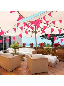 10m 20pcs Colorful Triangle Bunting Flags, Optional Red, Yellow, Purple, Blue, Black, Pink, White, Green, Multicolor, Multiple Colors Available, Plastic Flags, Suitable For Opening Events, Weddings - A - View 3