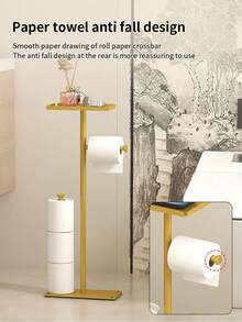 1 Standing Toilet Paper Holder With Shelf, Bathroom Floor Toilet Paper Holder, Multi-Roll Toilet Paper Storage, Toilet Paper Storage Rack, For Bathroom And Restroom Storage Accessories - Multicolor - View 6
