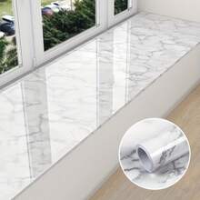 1 Roll Marble Pattern Wallpaper, Self-Adhesive Kitchen Sticker, Waterproof Oil-Proof Kitchen Sticker, Window Sill, Bay Window Cabinet, Desktop Sticker, Furniture Renovation Wallpaper Sticker, Removable Self-Adhesive Granite Vinyl Film Waterproof Roll Thick, Easy To Clean And Install Kitchen Decor Sticker, Bathroom Wall Decor Wallpaper - Marble - View 20