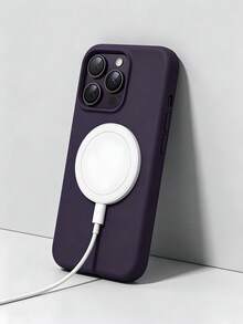 VRNOEI Deep Purple Magnetic Minimalist Protective Case, Compatible With IPhone 17 Pro Max, 11 13 12 14 15 16 Pro Max, Supports Wireless Charging, Velvet Camera Protection, Series Phone Case, Unisex Phone Case Accessory - Dark Purple - View 3