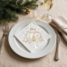 20/50/100pcs Double Layer Disposable Christmas Party Napkins, Christmas Paper Decorative Napkins, Christmas Table Decoration, Christmas Celebration Paper Napkins - View 3