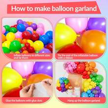 126pcs Colorful Rainbow Balloon Arch Kit – Includes Foil And Confetti Balloons For Rainbow Balloon Garlands Of Various Sizes; Ideal For Party Decorations And Birthday Celebrations - View 3