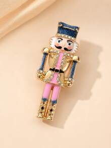 1pc Women's Rhinestone Enamel Nutcracker Soldier Brooch, Cute Cartoon Vintage Pin, Suitable For Christmas, Holiday Party, Suit Jacket, Sweater And Bag Decoration, Exquisite Gift Accessory - Multicolor - View 5