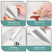 1 Roll Marble Pattern Wallpaper, Self-Adhesive Kitchen Sticker, Waterproof Oil-Proof Kitchen Sticker, Window Sill, Bay Window Cabinet, Desktop Sticker, Furniture Renovation Wallpaper Sticker, Removable Self-Adhesive Granite Vinyl Film Waterproof Roll Thick, Easy To Clean And Install Kitchen Decor Sticker, Bathroom Wall Decor Wallpaper - Marble - View 8