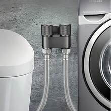 G1/2 1-In 2-Out Dual Control Washing Machine Faucet, Toilet Triangle Valve, Kitchen Bathroom Sink Faucet Accessory - Light Grey - View 9