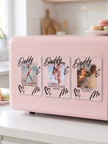 1pc Custom Daddy And Me Fridge Magnet, Custom Photo And Text Refrigerator Magnet, Father's Day Keepsake Gift, Custom Family Kitchen Home Decor - Multicolor - View 2
