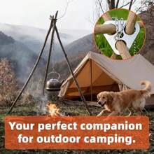 Triangular Camping Tripod Stabilizer, Tent Pole Fixator With Chain, Outdoor Camping Equipment, Suitable For Campfire Tripod, Lantern Stand, Cooking Tripod, Hiking, Backpacking, Survival, Rust-Proof Durable Portable Tool, Picnic Supplies, Fire-Making Bracket, Hanging Pot Adjustable, DIY Hanging Rack, Lightweight Portable Easy Storage, Camping Hiking Picnic, Outdoor Water Boiling Cooking Grilling Tool, Backyard Picnic - Multicolor - View 2