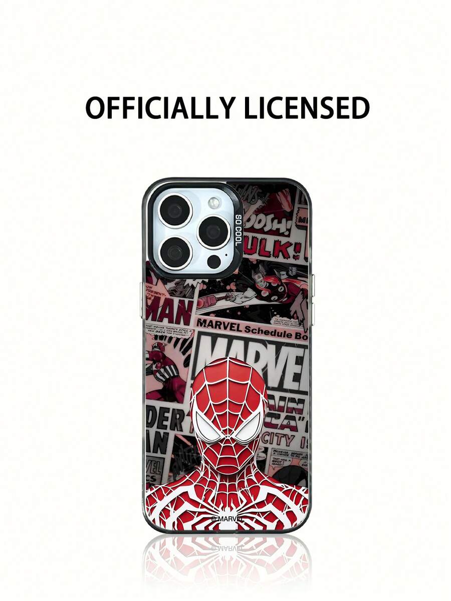 Miniso Marvel Spider-Man And Iron Man Cartoon Men's Phone Case, Compatible With IPhone 18 18pro 18promax 17 Pro Max/17 Pro/Air/16 Pro Max/15 Plus/14/13/IP 17/15Pro/12 Pro/11/16 Plus, XR, Apple And Android Models, Galaxy S22, S23plus, Galaxy S23ultra S24plus, Galaxy S25, Galaxy S25ultra, Galaxy S26, S26ultra, Shockproof And Scratch-Resistant Protective Case - Translucent Black - View 1