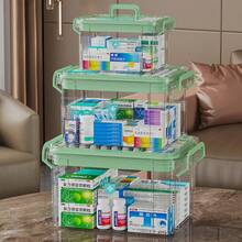 Caja de pastillas transparente de varias capas, caja de almacenamiento de primeros auxilios de gran capacidad, caja de almacenamiento de medicamentos para el hogar, adecuada para pastillas, vitaminas, kits de primeros auxilios y artículos médicos esenciales - Multicolor - Ver 3