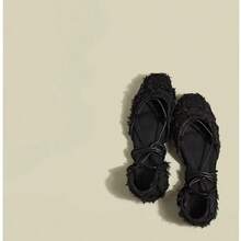 Black French Hollow Flat Women's Shoes With Replaceable Straps, Fashionable Versatile Soft Sole Comfortable - Black - View 7