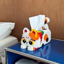 1000PCS Cute Cat Tissue Box Building Blocks Toy, Multi-Functional Building Blocks, Both Decorative Item And Tissue Box, 3D Puzzle Building Blocks Toy, Small Particle Handmade DIY Puzzle Ornament Living Room Decoration, Ideal Gift For Thanksgiving, Christmas, Halloween And Birthday - Multicolor - View 2