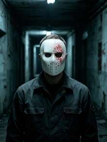 Blood Splatter Hockey Mask, Serial Killer Cosplay Mask, Halloween Costume Party Horror Accessory - Multicolor - View 4