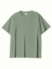 Women's T-Shirt In Pure Cotton With A Crew Neck, Solid Basic Style, Ideal For Everyday Summer Wear - 橄欖綠 - 查看 2