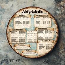 1pc 8*8in/20x20cm 2D Flat Round Sign, Vintage Airfryer Recipe Plaque, Fried Chicken Wings Decor Sign, Suitable For Kitchen, Restaurant, Bar Decoration Or Gift (Random Hole Position) - A - View 4