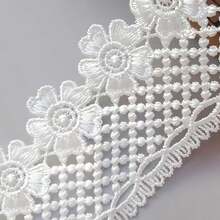 1 Yard Exquisite White Water-Soluble Floral Lace Trim, Suitable For Handmade DIY Fabric Accessories | Clothing & Curtain Decoration Material - White - View 3