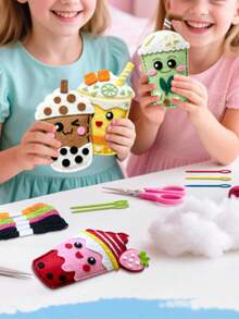 DIY Sewing Kit Cartoon Milk Tea Cup Fabric Plush Handmade Material Pack, Girls Handmade Stitched Toy, Creative Needlework Art Craft Material Set, Educational DIY Handmade Toy, Birthday Gift, Back To School Small Gift - Multicolor - View 2