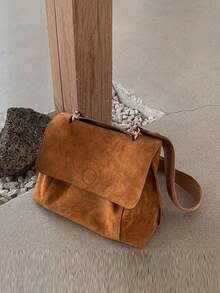 Dedoo Vintage Brown Velvet Women's Clown Bag, Large Capacity Crossbody Shoulder Handbag, Student Backpack, With Cherry Charm - Brown - View 4