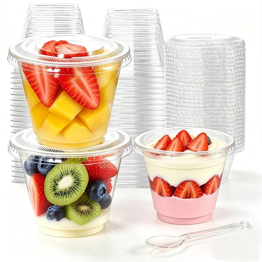 50/40/30/20/10pcs Reusable Ice Cream Cups Chocolate Milk Cups Dessert Cups For Pudding, Dinner Dessert, Home Kitchen, Office, Wedding, Party, Birthday, Picnic, Dessert Table, Baking, Graduation Gift, Kitchen Gadget, Candy, Coffee Beans, Fruit, Gift, Kitchen Baking Essential - Transparent - View 1