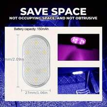 LED Touch Light, Wireless Mini Car Interior Light, Roof/Roof Reading Light, Door Sill Light, Storage Box Light, USB Rechargeable - Multicolor - View 9