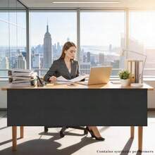 60" Under Desk Privacy Panel Self-Adhesive Modesty Panel 600D Heavy Duty Desk Skirt Privacy Divider For Office Home Or Standing Workstation Concealer Shield - Black 60W - View 6