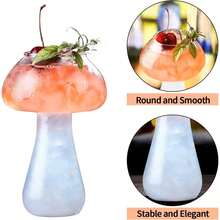 1-6 piezas Vasos de vidrio con forma de hongo, Vasos de vidrio transparente con forma de hongo para bebidas, Cristalería de diseño creativo para fiestas, Adecuado para KTV, Club y Restaurante, Vidrio de borosilicato resistente al calor, Reutilizable, Adecuado para jugo, té con leche y talla grande, Solo lavar a mano, Suministros creativos para fiestas - transparente - Ver 7