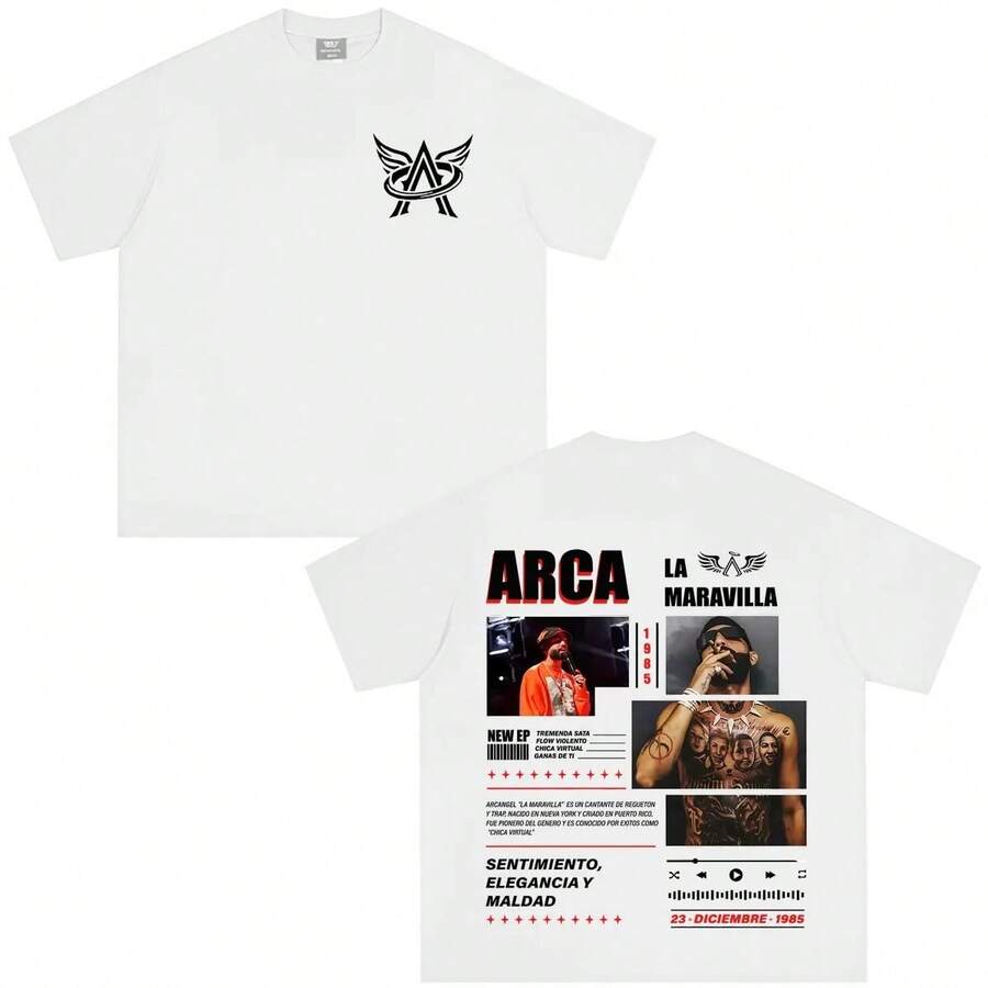 Maglietta con stampa dell'album 2026 del rapper Arcangel, abbigliamento di moda hip hop per uomo e donna, maglietta a maniche lunghe - Bianco - Visualizzare 1