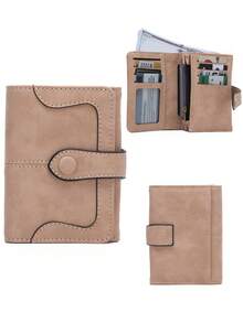 FOREVER MIYIN Dompet Kecil Lipat Tiga Wanita dengan Jahitan Vintage Matte, Pemblokir RFID, Banyak Slot Kartu, Jendela ID, Kantong Koin dengan Resleting, Tempat Kartu Harian - MultiWarna - View 16