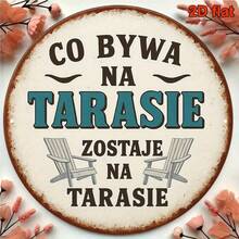 2D Plane - 1pc Round Polished Sign Vintage Bohemian Garden Decor Plaque, With Rustic Chair And Sunset Design, Durable Outdoor Metal Artwork, Suitable For Yard, Balcony, Cafe, Bar (Random Hole Position) - A - View 3