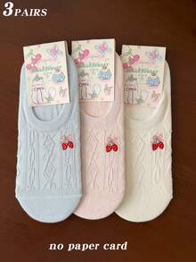 1/3/6 Pairs Women's Multi-Color Combination, Strawberry Embroidery, Autumn New Style, Knitted Breathable Fabric, Ins Style, Sweet Girl Style Invisible Boat Socks, Home, Commute, Party, Sports, School, Holiday Gift - Multicolor - View 14