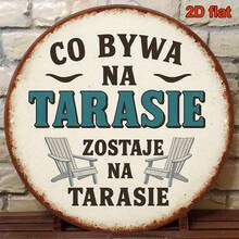 2D Plane - 1pc Round Polished Sign Vintage Bohemian Garden Decor Plaque, With Rustic Chair And Sunset Design, Durable Outdoor Metal Artwork, Suitable For Yard, Balcony, Cafe, Bar (Random Hole Position) - A - View 7