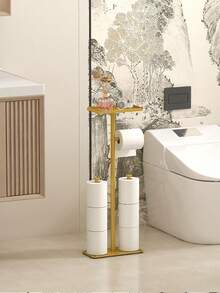 1 Standing Toilet Paper Holder With Shelf, Bathroom Floor Toilet Paper Holder, Multi-Roll Toilet Paper Storage, Toilet Paper Storage Rack, For Bathroom And Restroom Storage Accessories - Multicolor - View 8