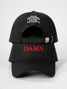 1款男士DAMN刺繡棒球帽，戶外運動帽，可調節防曬，適合春秋旅行、海灘度假及其他場合，休閒百搭風格 - 彩色 - 查看 3