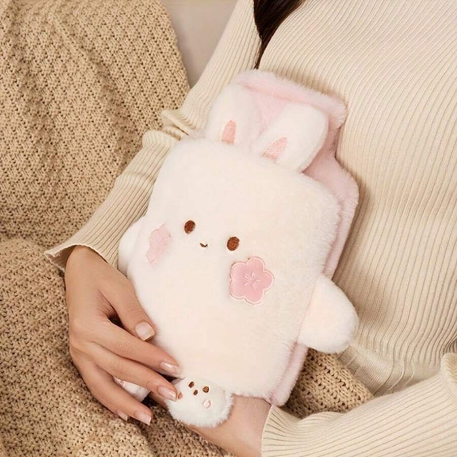 1000ml Warm Water Bottle With PVC Lining, Cute Plush Animal Design, Detachable Portable Menstrual Heating Pad, Suitable For Hands And Feet, Fast Heating And Long-Lasting Warmth - Multiple Styles - View 1