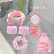 6‑Piece Face‑Washing Wristbands, With Fold‑In Air Cushion Comb And Mirror, Hair Ties, Headbands, Bathroom Decorative Accessories For Face Washing, Wedding Gifts, Halloween Party Bag Fillers, Christmas Gifts 10/2pcs Christmas Decoration 2026 - Multiple Styles - View 2