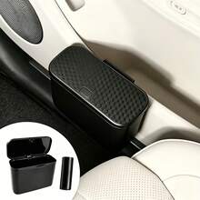 Black Car Trash Can, Multifunctional Hanging Storage Box With Lid, Detachable & Washable, ABS Material, 7.28*3.86*5.04in, Fits Door/Seat Back/Console, Includes 1 Roll Of Garbage Bags - Black Trash Can + 1 Roll Of Trash Bags - View 2