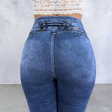 Women's Ultra Push Up Adjustable Denim Jeans - 藍色 - 查看 4
