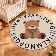 1pc Cartoon Cute Brown Bear Round Rug, Home Decor Rug, Fluffy Comfortable Rug, Living Room Rug, Bedroom Rug, Sofa Seat Rug, Dressing Room Rug, Study Room Rug, Ins Style Rug, Home Decor Rug, Bedroom Decor, Small Rug, Creative Fashion Rug, Living Room Small Rug, Outdoor Rug, Washable Rug - Multicolor - View 4