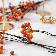 1pc/3pcs/6pcs, 85cm Multicolor Artificial Wild Berry Branches, Rustic Style Vase Filler, Living Room Dining Table Fireplace Decor, Artificial Berries Suitable For Winter Berries Christmas Holiday And Home Decoration, Berry Branches - Burnt Orange - View 7
