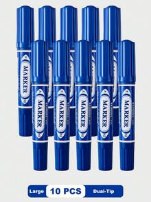 10PCS/5PCS Black Blue Red 3-Color Dual-Tip Oil-Based Permanent Marker Set With Slant Nib&Fine Nib–Perfect For Classroom Notes, Office Documents, Art Projects, Teacher Grading, Student Journals, Back-To-School Must-Have - Sets - View 11