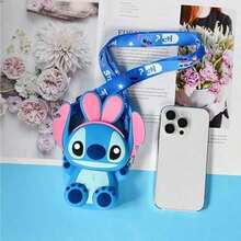 1pc Disney Stitch Cute Cartoon Silicone Crossbody Coin Purse, Multi-Functional Waterproof Bag - Multicolor - View 5