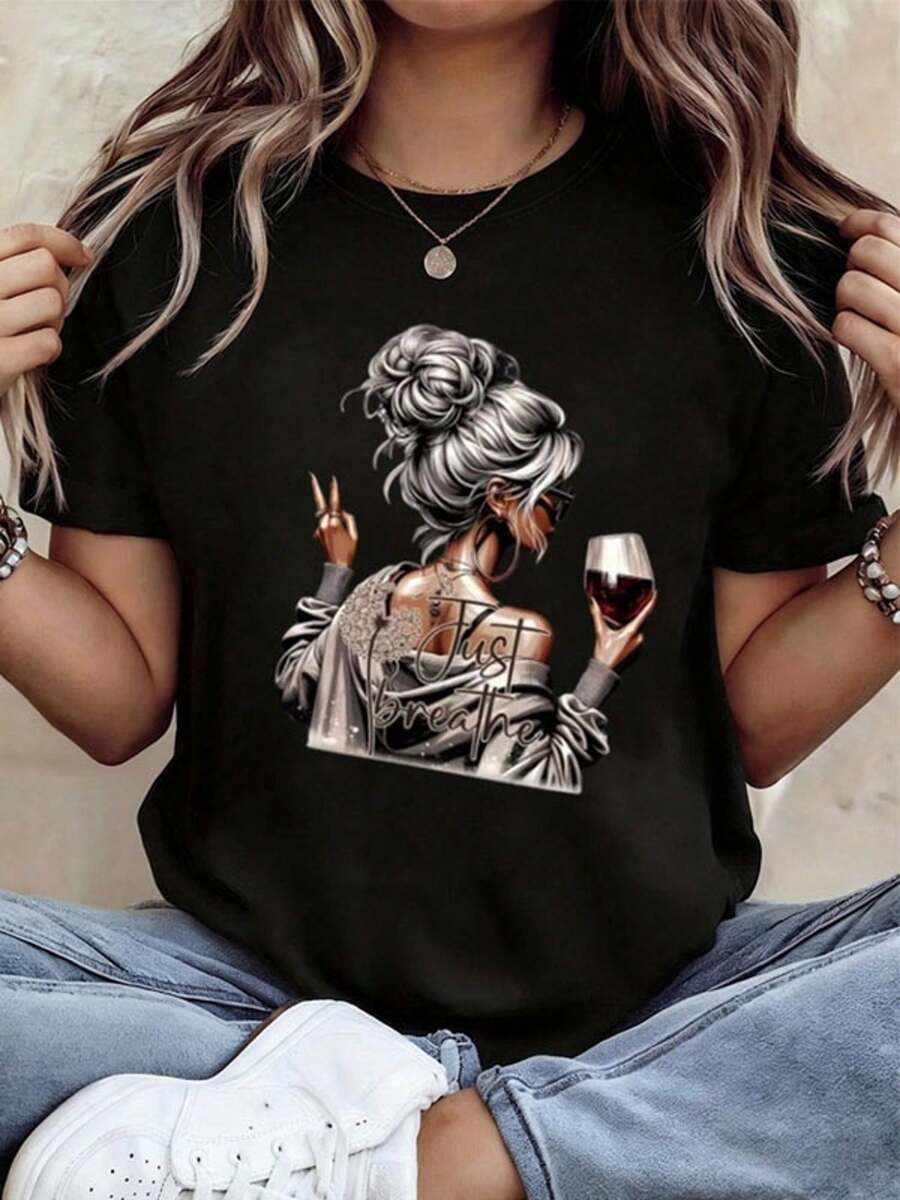 Women T-Shirts - 黑色 - 查看 1