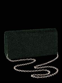 REMANLAND 4pcs Evening Jewelry Set With Rhinestone, Luxury Rhinestone Pleated Clutch Bag, Elegant Women's New Shoulder Evening Bag, Paired With Sparkling Rhinestone Pendant Jewelry Set, Rhinestone Pendant Necklace, Earrings, Bracelet, Suitable For Party, Wedding, Ball, Evening Event, Gathering - Dark Green - View 9