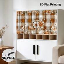 1pc Thanksgiving Floral Pumpkin Plaid Kitchen Curtain, Curtain, Table Skirt Easy To Clean, Rod Design Easy To Install, Suitable For Bathroom Kitchen Cabinet, High Quality Printing, Durable And Beautiful - Multicolor - View 10