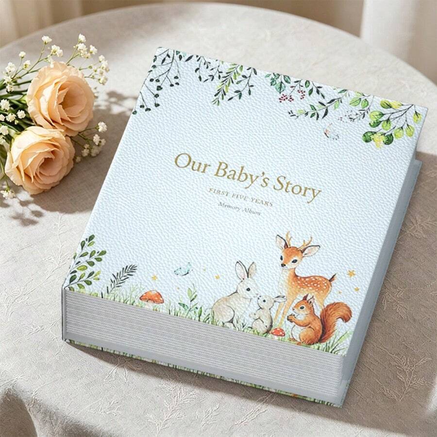 1pc Premium Photo Album, Fits 6-Inch 200 Pockets, Suitable For Family, Full Moon, First Birthday Gifts, Organizing Baby's Daily Photos - 1PC - View 1